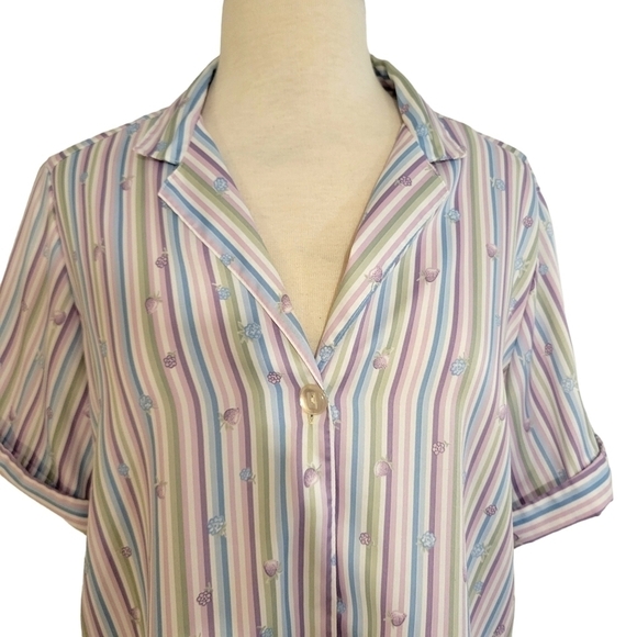 Vintage Levi Strauss Pastel Striped & Berry Print Shirt - Picture 2 of 8
